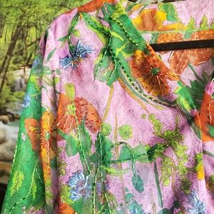 Gorgeous Vintage Floral Beaded Semi Sheer Top